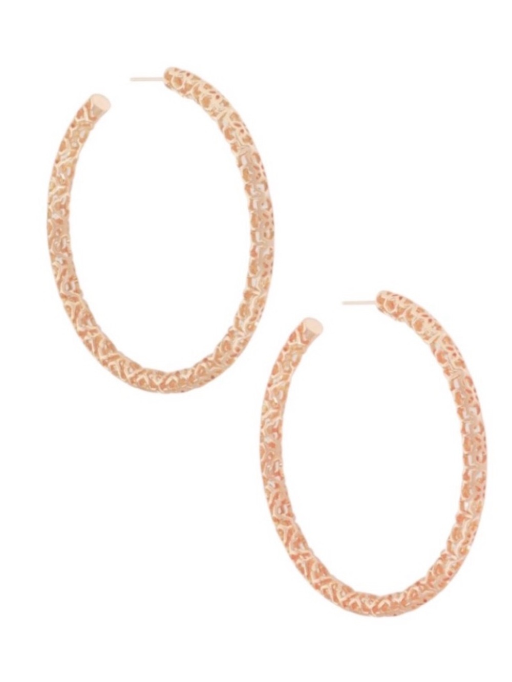 Kendra Scott Rose Gold Filigree Hoop Earrings - Women Jewelry